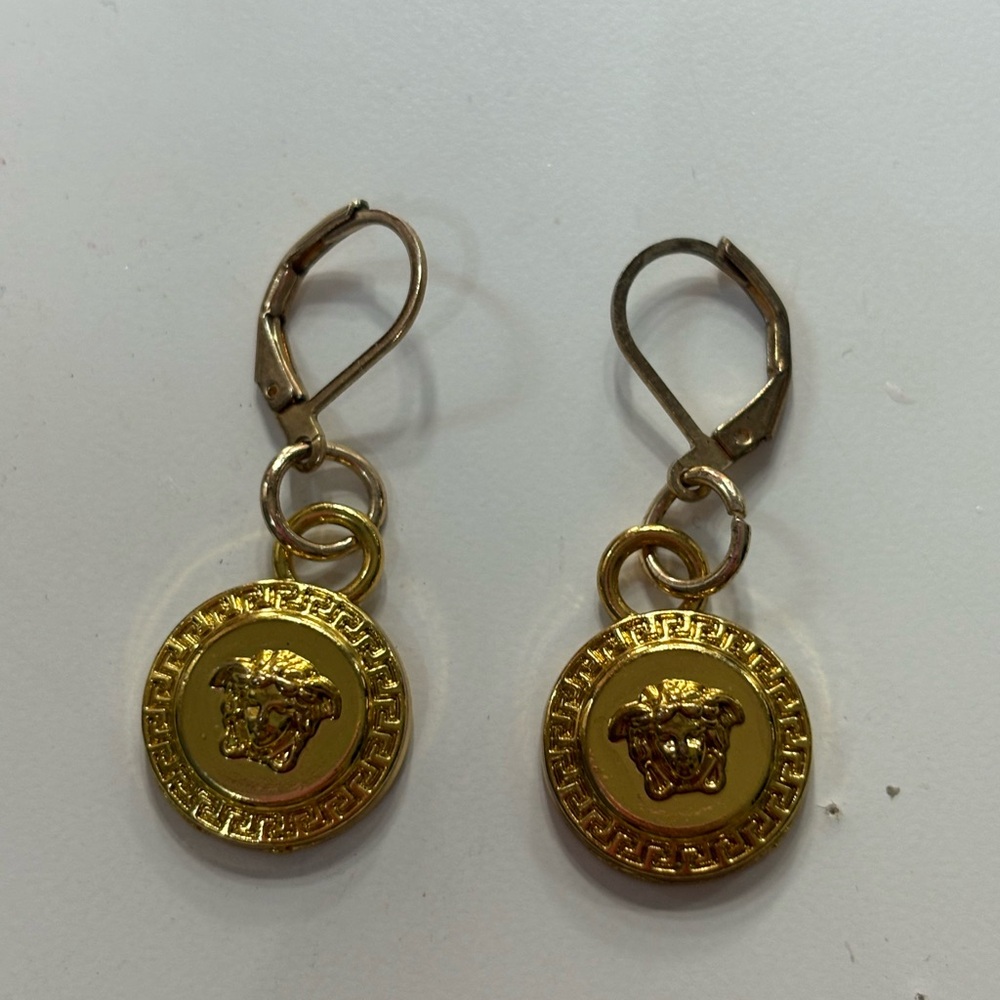 Versace Gold Medusa Drop Earrings - Picture 2 of 5